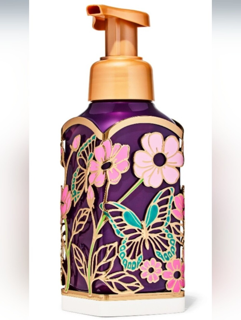 Bath & Body Works Purple Floral Butterfly Foaming Soap Bottle